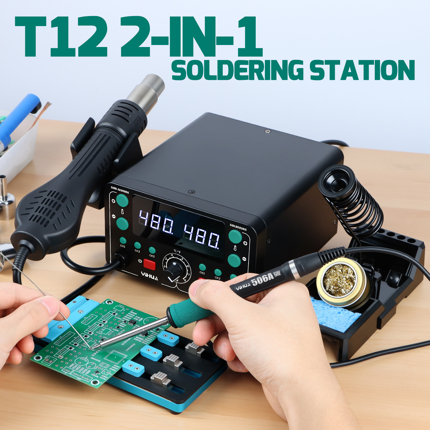 Hot Air Rework Station T12 - 902D-IV 775W T12 Havya İstasyonu Sıcak